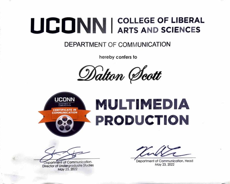 UConn Multimedia Production certificate